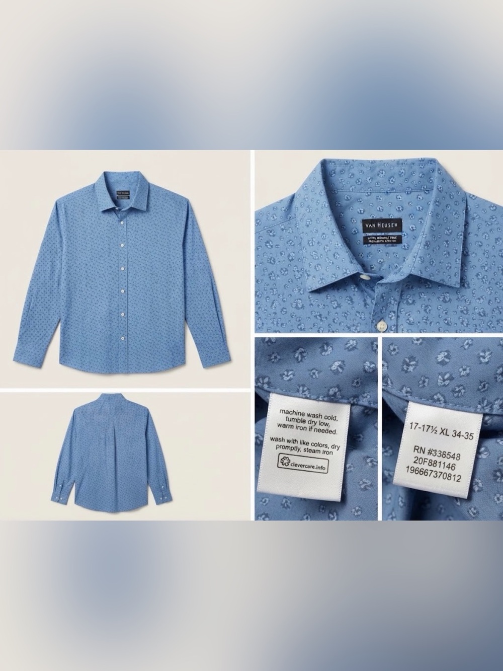 Van Heusen Men’s Blue Micro Floral Button-Down Shirt